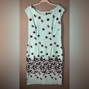 Phase 7 seven size 12 teal Chic Floral cap sleeve dress